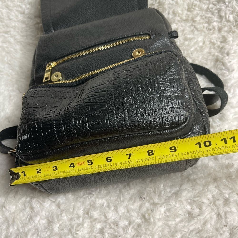 Steve Madden Black synthetic embossed small backpack gold tone hardwares. - Picture 9 of 16